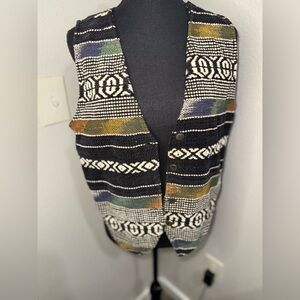 Vintage Multicolor‎ Patterned 100% Cotton Women's Vest- Size small